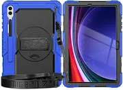 Compatible with Samsung Galaxy Tab S9 Plus 12.4 Inch 2023 Model (SM-X810/X816/X818) Heavy Duty Shockproof TPU Case,Protective Cover W Screen Protector 380 Swivel Kickstand+Hand Strap+Shoulder Strap Ta