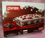 NIB, "PYREX LIMITED EDITION 2 PIECE SNOWFLAKE BASKET SERVEWARE SET", 3 Quart