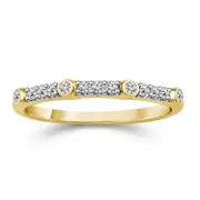 0.13 CT. T.W. Natural Diamond Station Stackable Band in Solid 10K Yellow Gold
