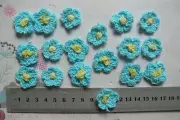 Hand Crochet BLUE COLOUR - Cotton FLOWER - 18 Pk - Round 20-25mm across - CrL2