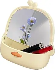 Bathroom Vanity Mirror Makeup Mirror Cosmetic Mirror Organizer Portable Desktop Standable Small Mirror Cute Cartoon Shape Dressing Mirror Beauty Mirror(Yellow)
