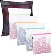 BAGAIL Set of 5 Mesh Laundry Bags-1 Large, 2 Medium& 2 Small Bags Laundry,Blouse, Hosiery, Stocking, Underwear, Bra Lingerie, Travel Laundry Bag(5 set)