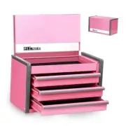 Mini Tool Box, Portable 3 Drawer Steel Stackable Tool Box with 3 drawer Pink
