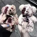 BRROA PUNK BLOODY PLUSH BEAR鑰匙扣萬聖節受傷動物熊公仔鑰匙圈包挂件創意時尚酷飾品