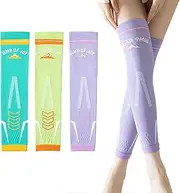 [Dress Cici] Thigh High Compression Sleeve Legwarmers for Athletic, Thigh High Footless Compression Socks Legwarmers for Women (3 Pairs)