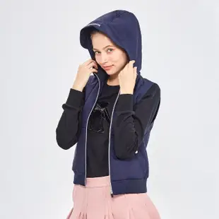 【Munsingwear】企鵝牌 女款深藍色羅紋領鋪綿連帽背心 MLSL6502