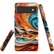 For Google Pixel 6 Tough Protective Cover, Swirling Gold