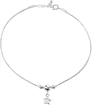 [Tongari] 925 Pure Silver Anklet With Black Crystal & Silver Beads For Women Design-5, Free, Sterling Silver, no gemstone