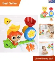Brightly Colored Monkey Waterfall Bath Toys - Develops Motor Skills for Ages 1-3