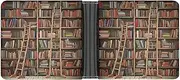 [QSKDLAC] Leather Wallet Slim Durable Credit Card Holder Personalized Funny Book Shelves Collection And Ladder Printing Wallet For Men & Women Perfect For Work Travel, style, One size, Foldable Pu