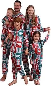 [JHCBKFF] Family Matching Christmas Pajamas Set One Piece Striped Hooded Sleepwear Santa Claus Elf Onesiee Outfit(B,Mom X-Large)
