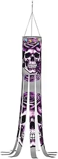 Halloween Garden Purple Rose Skull Windsock Lights Halloween Lighted Windsock for Patio Yard Pathway Party Decor