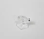 New Clear Glass SMALL Fish Black Eyes Faceted Body Textured Fins 6 Sided Base