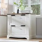 RedLemon Farmhouse Filing Cabinets with 2 Drawers, 30" File Cabinets with Hanging File Folders for A4/Letter/Legal Size Documents, Office Storage Cabinet for Study Room, Living Room (Antuique White)