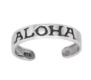 Sterling Silver .925 ALOHA Engraved Toe Ring Adjustable Size | Made In USA