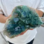 2.8lb NATURAL Green Cube FLUORITE Quartz Crystal Cluster Mineral Specimen