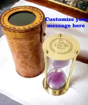 Brass Sand timer Hourglass Sand Clock With Leather Case Customize Valentine Gift