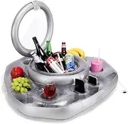 Party Inflatable Water Cooler, 2 Drink Holders, 1 Ice Buckets, 4 Cup Holders, and More (Silver)