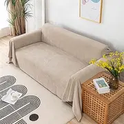 Foreate Waterproof Couch Cover Sectional Sofa Cover Couch Cover Blanket - Cat Scratch Furniture Protector Dog Couch Cover Protector Machine Washable, 71'' x 118'', Oat Beige