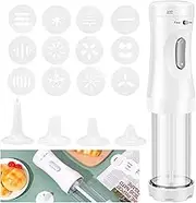 Electric Cookie Press Gun DIY Cookies Maker Set with 12 Cookie Discs and 4 Icing Nozzles Electric Cookie Press Decorating Kit Detachable Cookie Maker Machine Cookie Decorating Tool for Biscuits