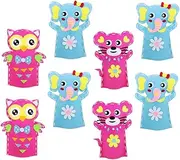 BCOATH 8Sets Creative Hand Puppet DIY Animal Shaped Kits for Safe Non Woven Materials Enhance Hand Eye Coordination Imagination Birthdays Festivals