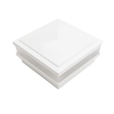 5" Sq. Haven Scallop Lens Low Voltage LED Lighted Post Cap - White