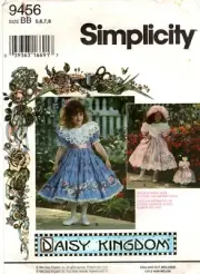 Simplicity 9456 Daisy Kingdom Girls Dress Hat Bag Sewing Pattern Uncut Size 5-8