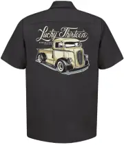 Lucky 13 Coe Custom Pickup Trucks Tattoos Cars Button Down Work Shirt LM6850CC