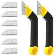 2 PCS Tile Grout Saw Angled Grout Saw with 6 Pieces Extra Blades Replacement