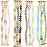 Natural Stone Beaded Stretch Apple iWatch Band Wrist Strap Sz 38 40 42 44 MM