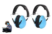 2pcs Noise Reduction Earmuffs Kids Hearing Protection Earmuffs for Travel Game-Blue