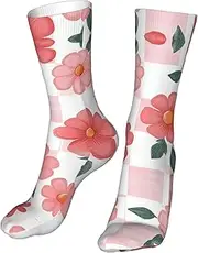 [CSIVKEJ] Crew Socks Comfort Casual Athletic Multi Design Socks For Women Men, Flowers 11, One Size, Flowers 11, One size
