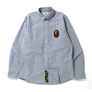 A BATHING APE LARGE APE HEAD OXFORD BD SHIRT 大猿人頭刺繡長䄂襯衫