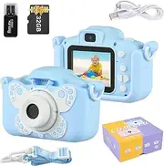 X7 Camera Camera Digital Camera 1080P Video Camera for 20MP Dual Lens 2.0 Inch IPS Screen Built-in Battery Cute P Frames esting Games with 32GB ry Card USB Card Reader Blue