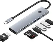 GOPALA USB C Hub, 7 in 1 USB C to HDMI Adapter with Screen On/Off Button, 4K HDMI, USB3.0, USB2.0, SD/TF Card Reader, PD 100W and USB-C Port Compatible MacBook Pro/MacBook Air/iPad Pro/XPS and More