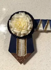 Navy Cream & Gold Satin Diamonte Bling Browband - Small Cob 36.8 cm - NEW