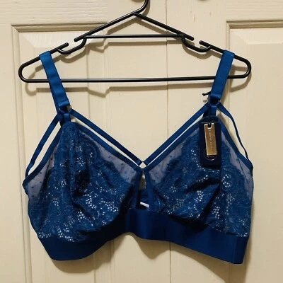 FOX & ROYAL Teal Lace Harness Bralette Bra Sexy Lingerie Womens Plus Size XL/22
