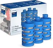 PHILIPS Water GoZero Fitness Filters, Replacement Filter Cartridge, Activated Carbon Fiber Filter, for GoZero Active Bottle, (3 Counts), AWP287/37, 20oz