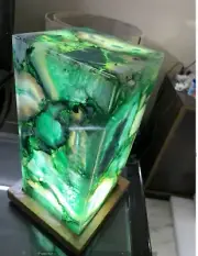 6"x6"x12" Antique Green Agate Stone Table Night Lamp with LED Cord New Home Deco