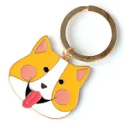 6 Pcs Cartoon Animal Head Keychain Car Metal Ornament Key Ring Style:Corgi