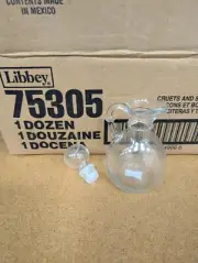 12 New Clear Glass Libbey Cruet With Stopper Syrup Oil Display Storebackstock