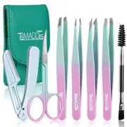 7PCS Tweezers for Women Facial Hair, Precision Tweezer Set for Eyebrows with ...