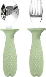Baby Forks and Spoons,Toddler Utensils Forks and Spoons Set - Cutlery with Easy-Grip Handles, Stainless Steel Children Safe Silverware for Kids Led Weaning Ages