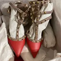 在飛比找PopChill優惠-[二手] Valentino rockstud 卯釘跟鞋 粉