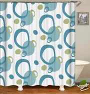 Green And Teal Rings Shower Curtain