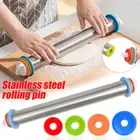 Rolling Pin w/ 4 Thickness Rings Adjustable Stainless Steel Dough Roller Pin Set