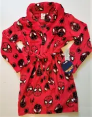 NEW MARVEL SPIDERMAN BOYS SIZE MEDIUM (8/10) PLUSH FLEECE ROBE NWT