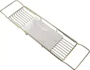 Expandable Bath Tray, Stable Bathtub Tray, Stainless Steel Draining Design Bath Caddy Tub Table, Multifunctional Anti Slip Bathtub Caddy Tray for Bathtub (Gold White)