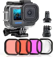 SOONSUN Waterproof Case with Dive Filters for GoPro Hero 13/12 / 11/10 / 9 Black, 196 Feet Underwater Protective Dive Housing Case with Red, Light Red, Magenta, 5X Close-up Macro Filters