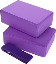 GRIRIW 3Pcs Yoga Block Set Lightweight Foam Yoga Bricks with Strap for Stretching and Meditation Non Slip Dance Blocks for Versatile Workout and Stability